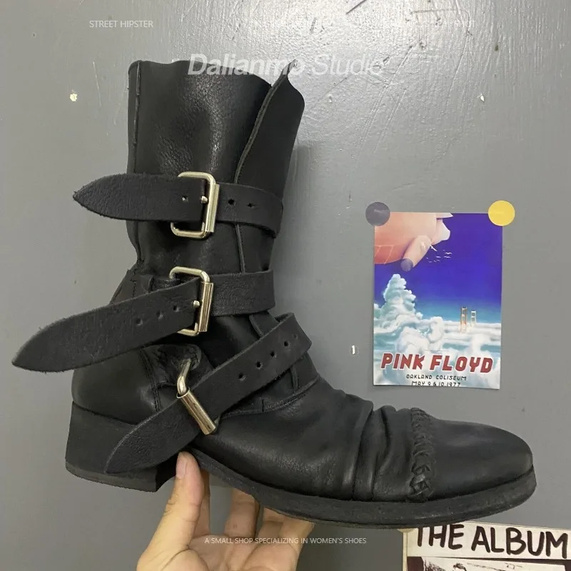 Vintage Fashion Mens - Moda masculina botas de couro genuíno