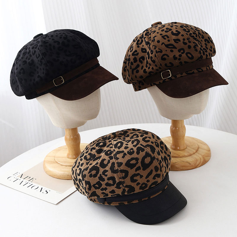 Vintage Fashion Hats - Boina Retrô com Estampa de Leopardo,