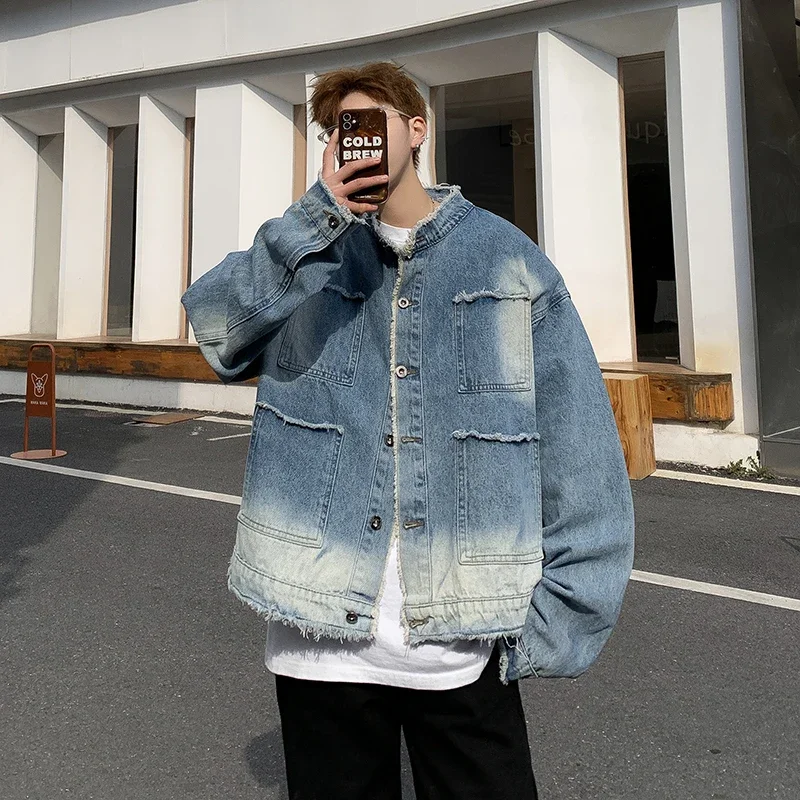 Patchwork Jean Jacket - Jaqueta Jeans Masculina Americana Retrô Hip