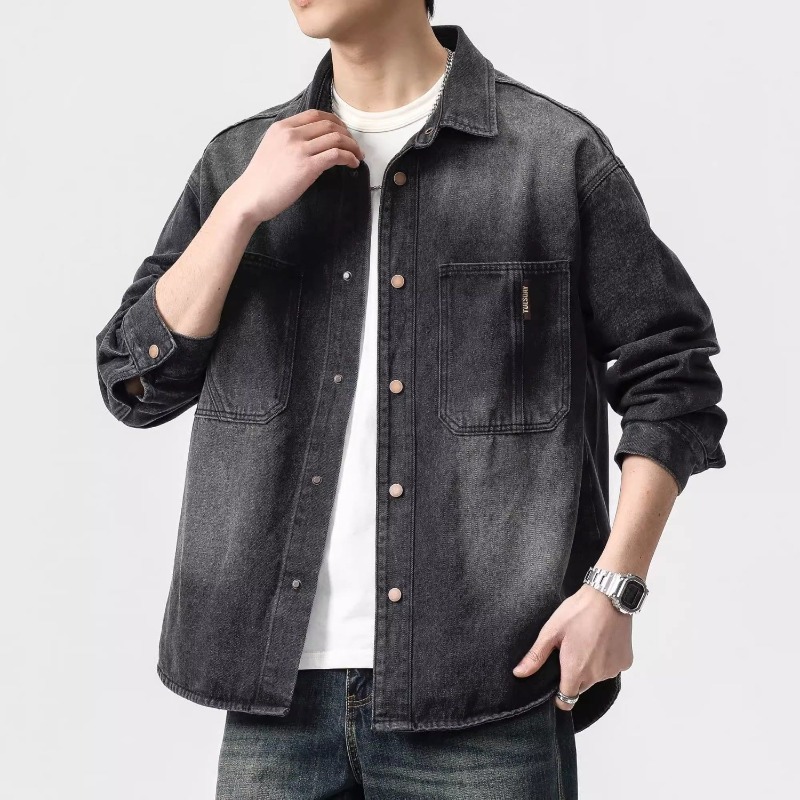 Patchwork Jean Jacket - Outono botão jaqueta jeans masculina lxury