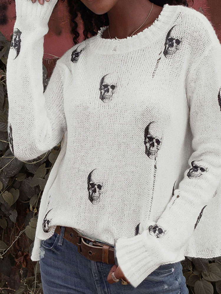Vintage Fashion Years - Suéter de Malha Solto com Estampa