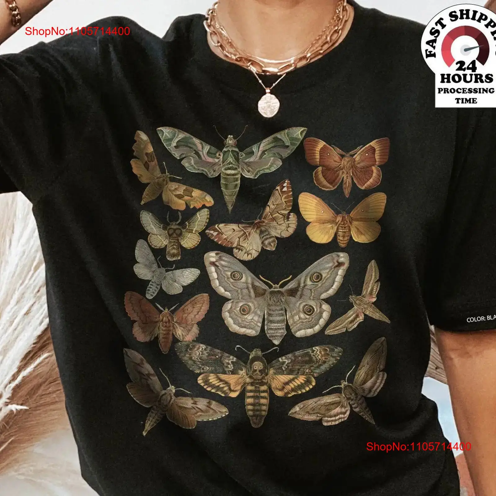 Vintage Fashion Bug - Camiseta com estampa de traça, estilo