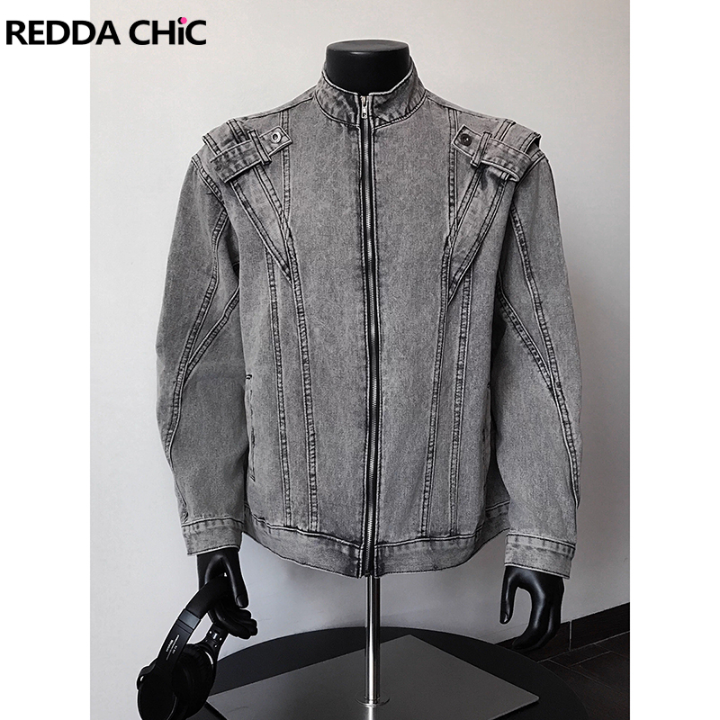 Patchwork Jean Jacket - Reddachic 2000s angustiado jaqueta jeans masculina
