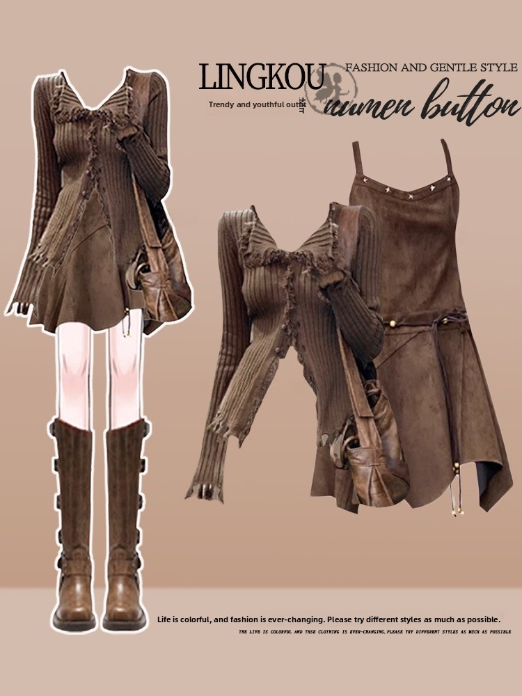 Vintage Fashion Years - Conjunto de duas peças feminino: Suéter