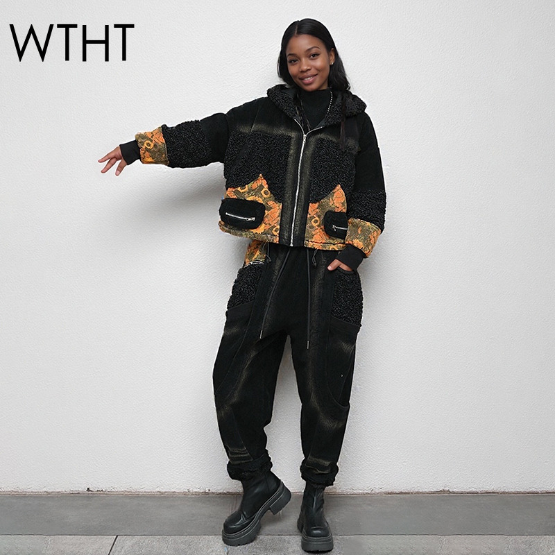 Wht na moda nova feminina reta - Patchwork Jean Jacket avaliação e preço