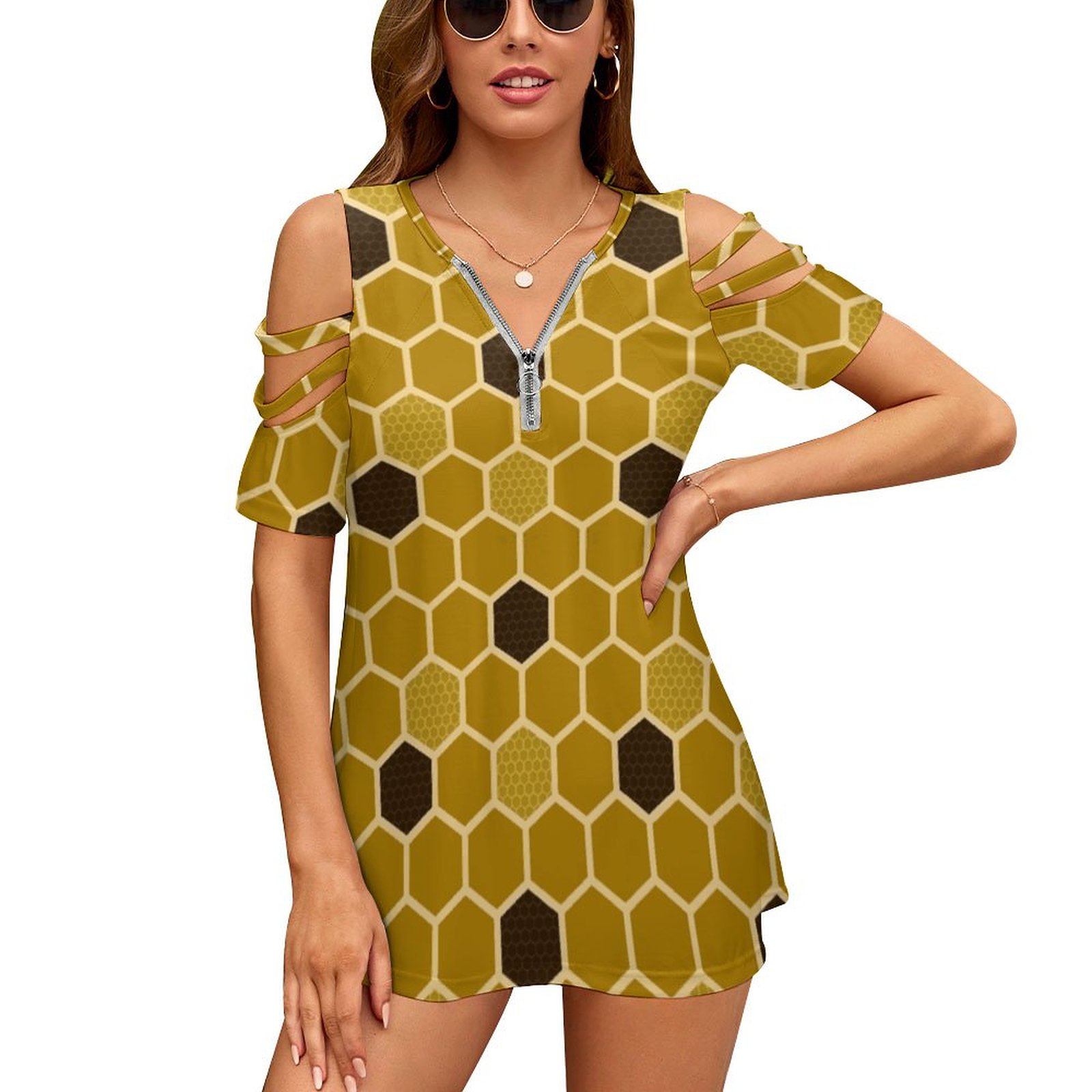 Favo de mel nova moda zip fora - Vintage Fashion Bug avaliação e preço
