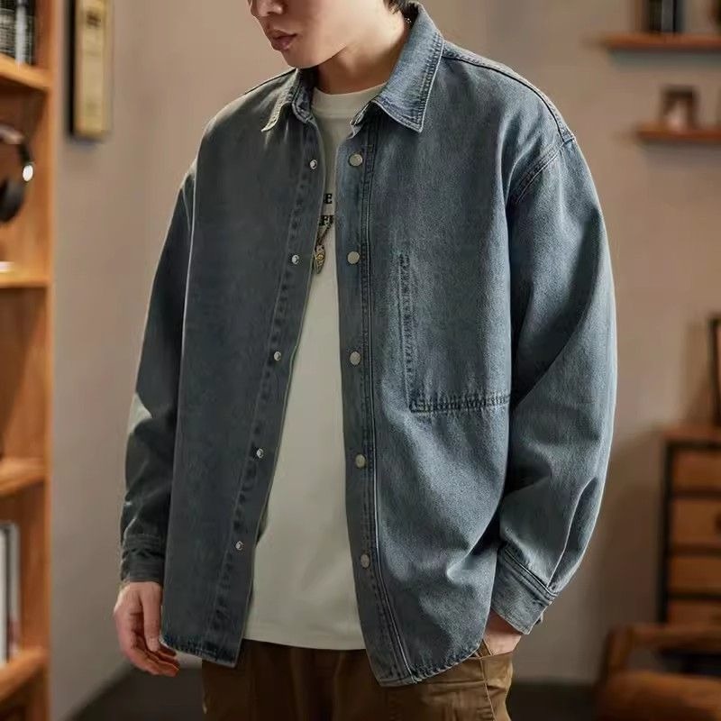 Outono botão jaqueta jeans mas - Patchwork Jean Jacket avaliação e preço