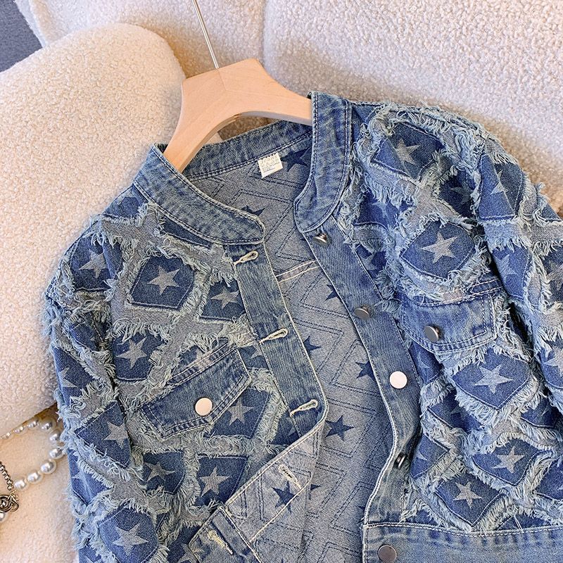 Casaco feminino denim casacos  - Patchwork Jean Jacket avaliação e preço
