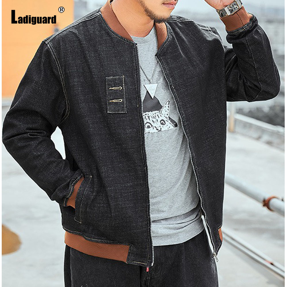 Ladylike-Jaqueta masculina com - Patchwork Jean Jacket avaliação e preço