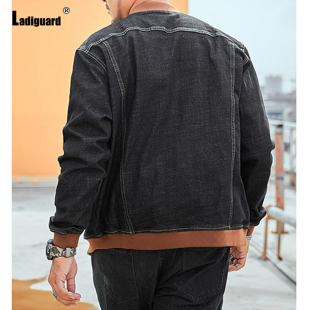 Ladylike-Jaqueta masculina com - Patchwork Jean Jacket avaliação e preço
