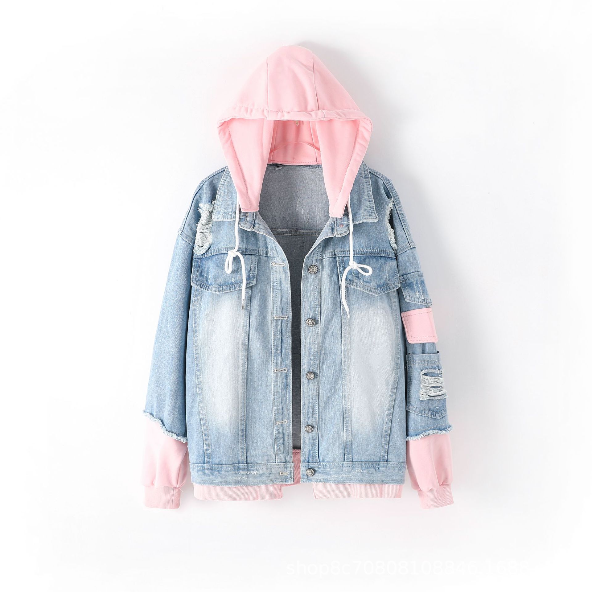 Jaqueta jeans solta estilo eur - Patchwork Jean Jacket avaliação e preço