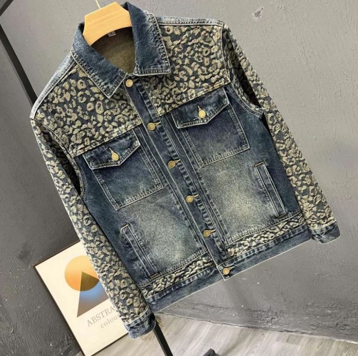 Novo masculino na moda legal d - Patchwork Jean Jacket avaliação e preço