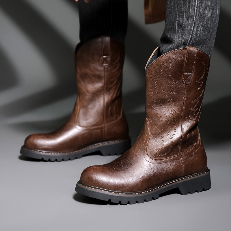 Moda masculina botas de cowboy - Vintage Fashion Mens avaliação e preço