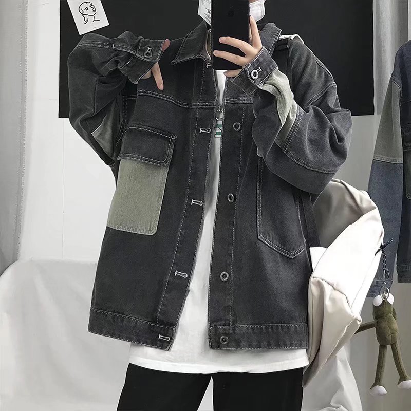 Jaqueta Jeans Masculina Casual - Patchwork Jean Jacket avaliação e preço