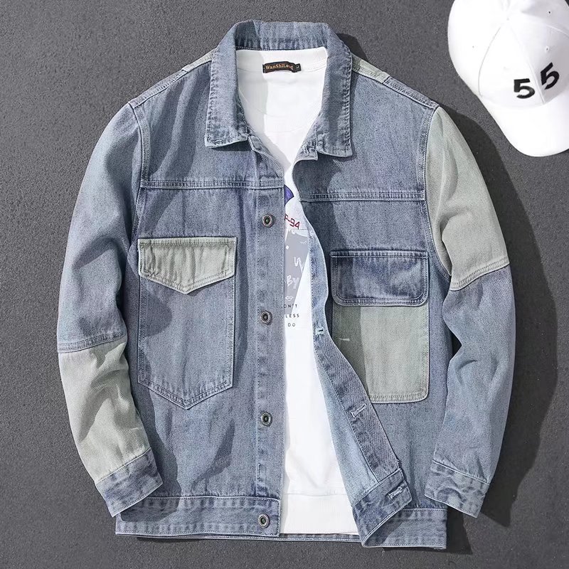 Jaqueta Jeans Masculina Casual - Patchwork Jean Jacket avaliação e preço