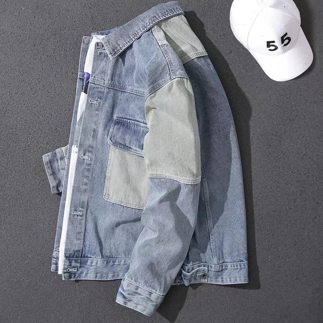 Jaqueta Jeans Masculina Casual - Patchwork Jean Jacket avaliação e preço