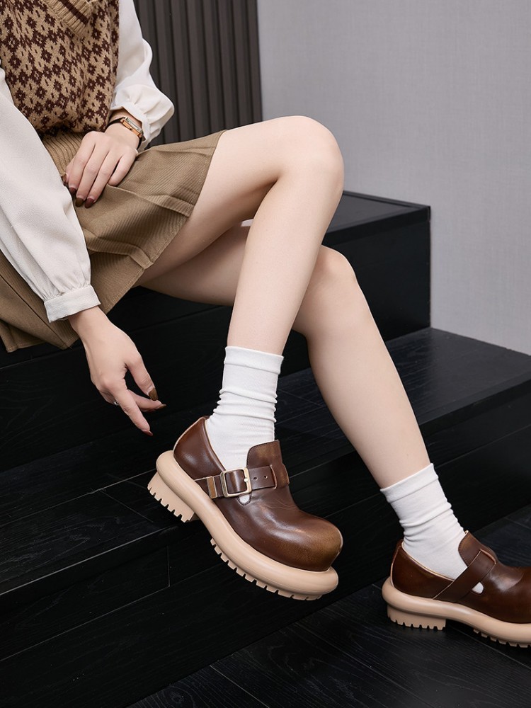 Sapatos Derby de Couro Genuíno - Vintage Fashion Mens avaliação e preço