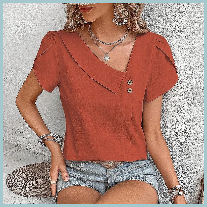 Blusa Vintage de Cor Sólida pa - Vintage Women Fashion avaliação e preço