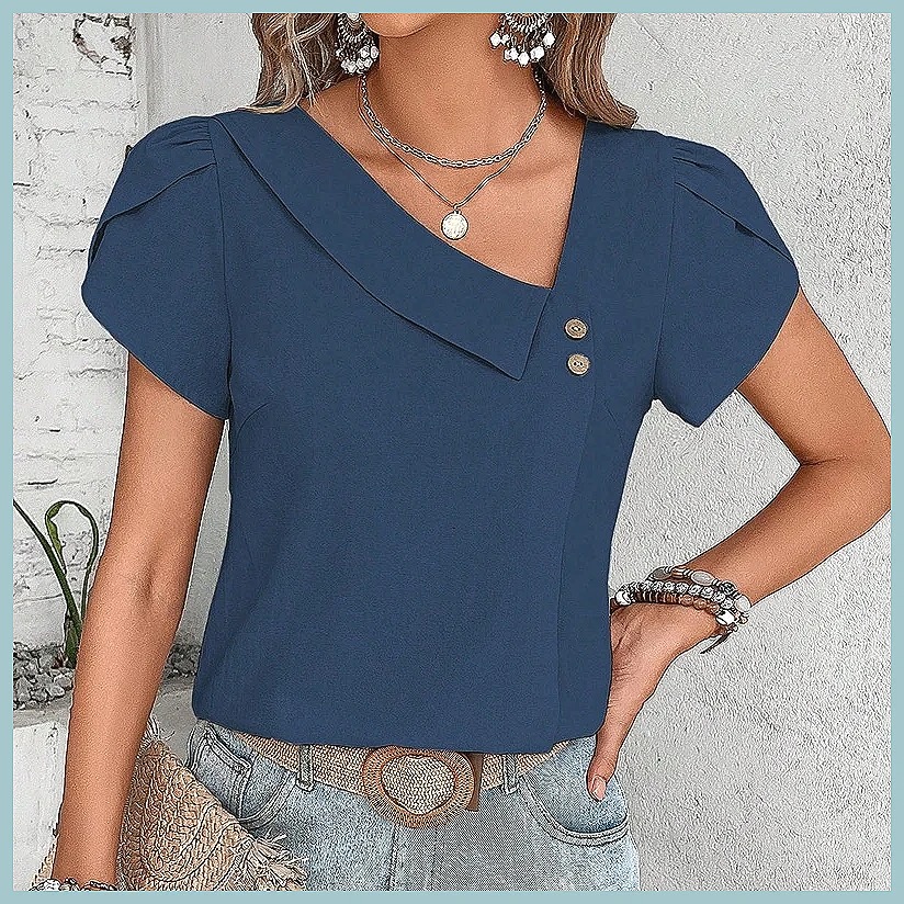 Blusa Vintage de Cor Sólida pa - Vintage Women Fashion avaliação e preço